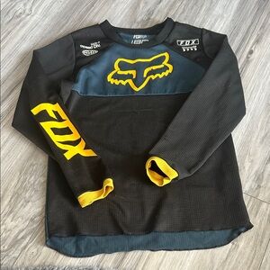 Kids Fox Black Long Sleeve Jersey with Yellow Logo